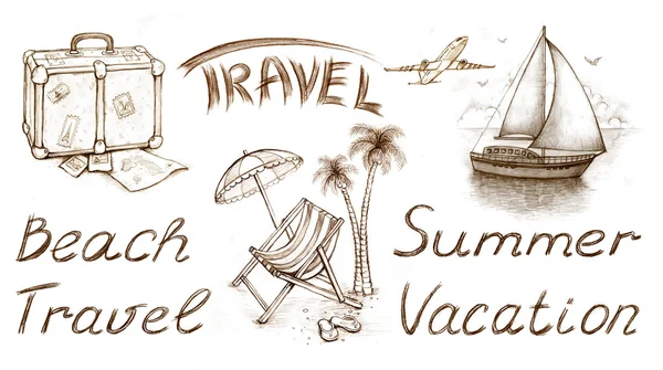 Zestaw ilustracji wakacje — Zdjęcie stockowe