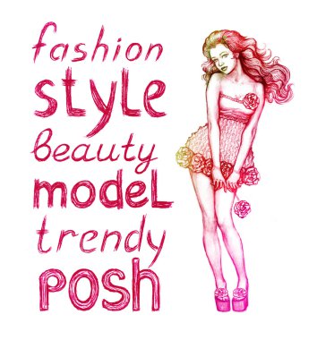 pembe moda illüstrasyon