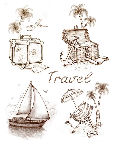 Set of vacation illustrations — Stock Photo, Image