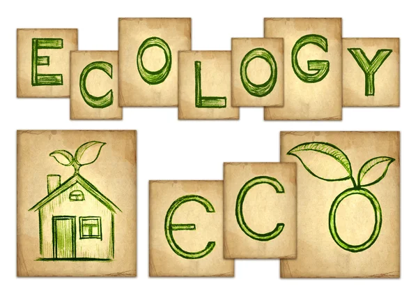 Eco illustration på gamla papper — Stockfoto