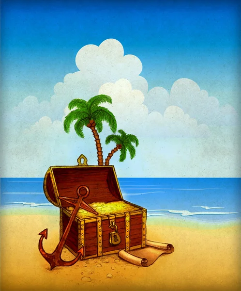Ilustración del tesoro pirata — Foto de Stock