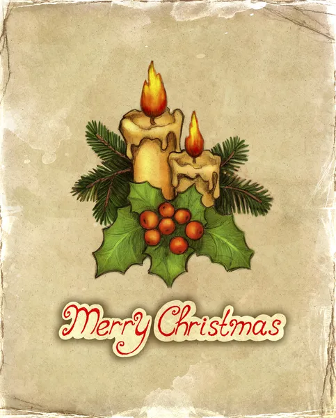 Tarjeta de felicitación con dibujo de decoraciones navideñas — Foto de Stock
