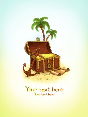 Background with illustration of pirate's treasure clipart