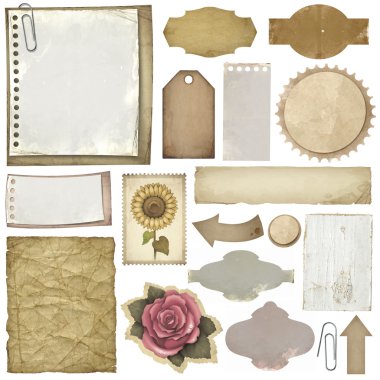 Set of vintage labels and papers clipart