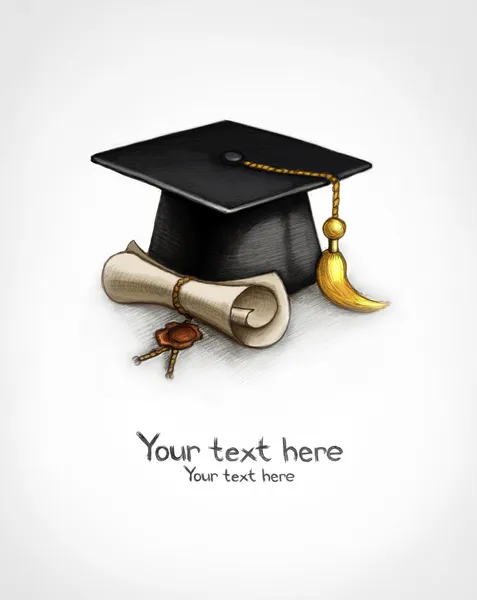 Background with graduation cap and diploma — Stock Photo, Image