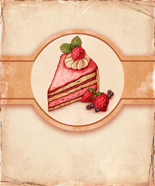 Иллюстрация торта с клубникой — стоковое фото