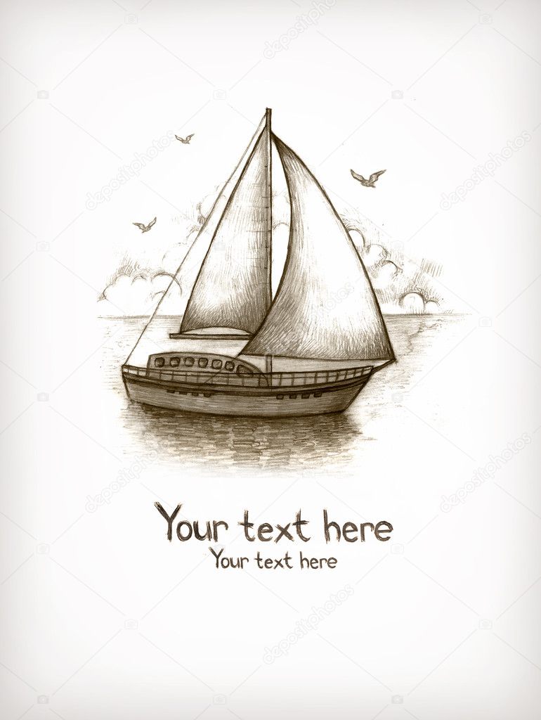 Old fashioned illustration of sailing boat