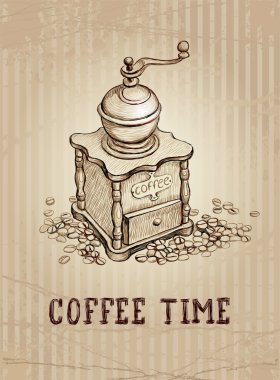 Vintage illustration of coffee grinder clipart