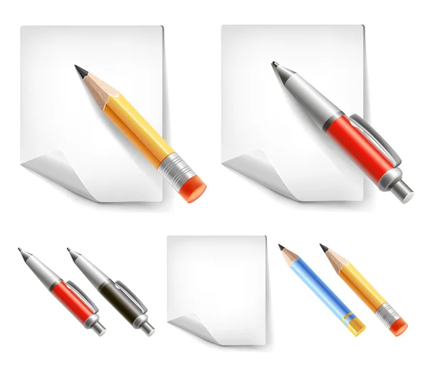Set of pencil and paper — Stock Vector