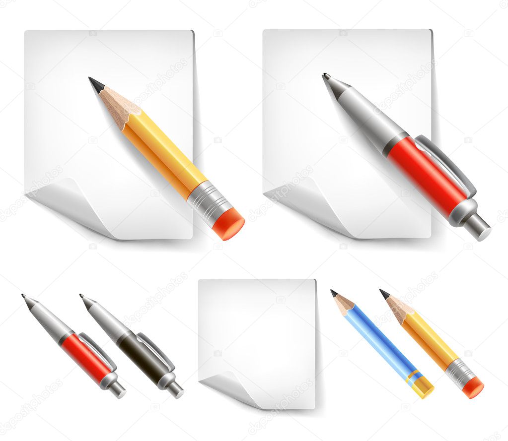 Set of pencil and paper