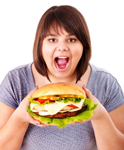 Femme manger hamburger . — Photo