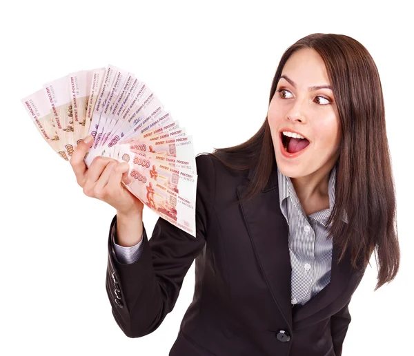 Woman with Russian rouble money. — Stock Photo, Image