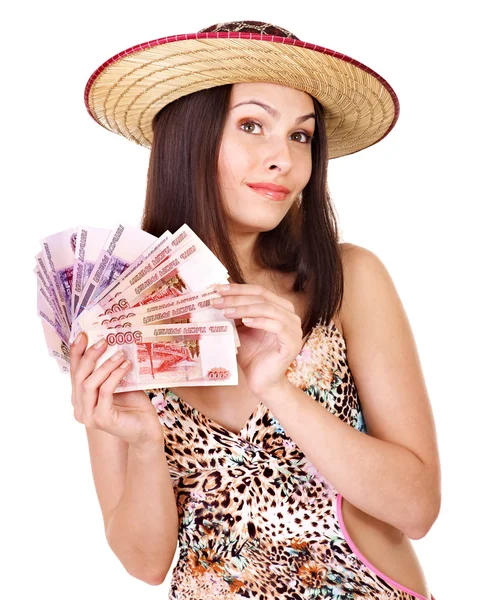 Γυναίκα με χρήματα Ρωσικό Ρούβλι. — Φωτογραφία Αρχείου