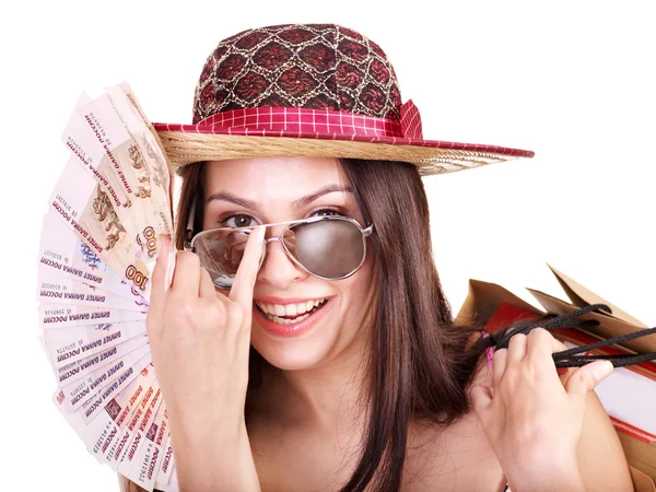 Mulher com dinheiro . — Fotografia de Stock