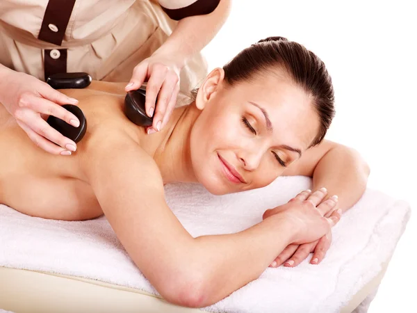 Woman getting stone therapy massage . — Stock Photo, Image
