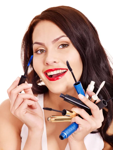 Chica aplicando maquillaje . —  Fotos de Stock