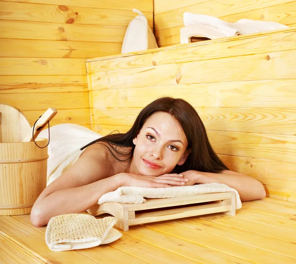 Girl in sauna. — Stock Photo, Image