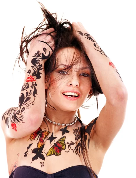 Dziewczyna z tatuazy. — Zdjęcie stockowe