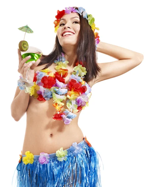 Girl in costume of hawaii. Stock Image