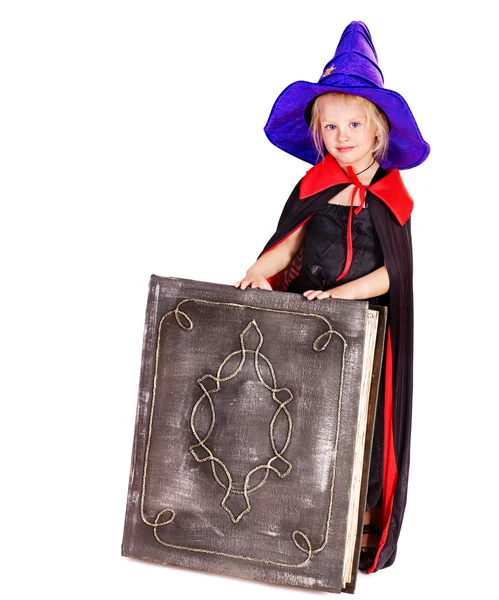 Witch meisje houdt van boek. — Stockfoto