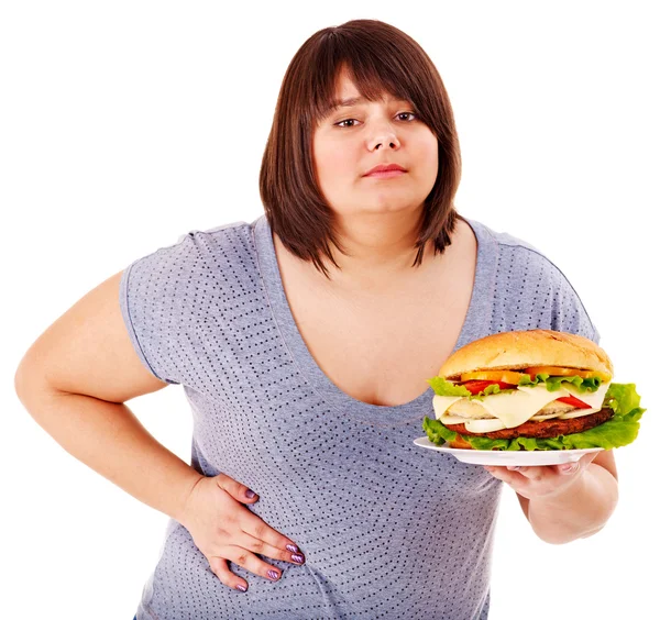 Mujer sosteniendo hamburguesa . —  Fotos de Stock