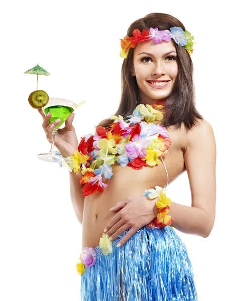 stock image Woman in costume of hawaii.