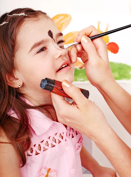 Child preschooler with face painting. — Stock Photo, Image