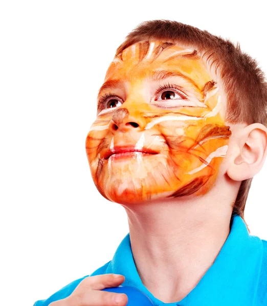 Child with paint of face. — Stock Photo, Image