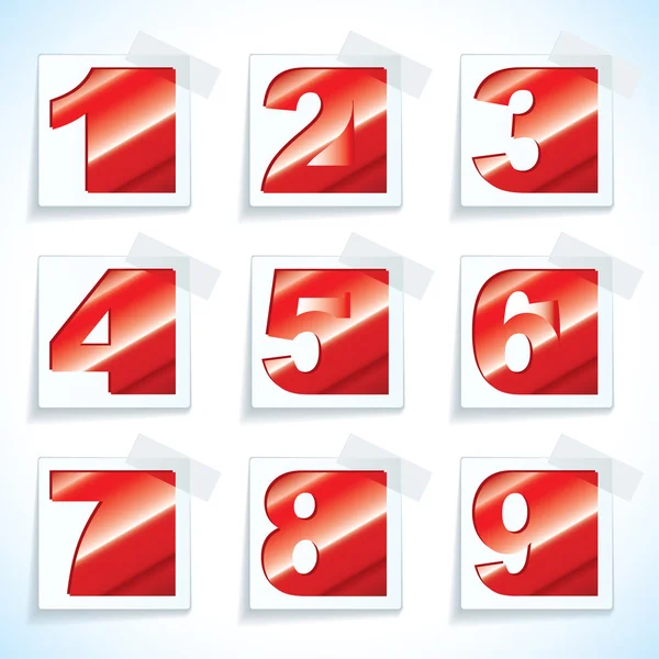 Numéro papier étiquettes rouges — Image vectorielle