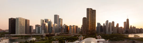 stock image Sunset over Chicago from Navy Pier