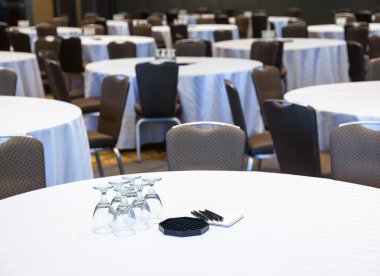 Empty Conference room with tables clipart