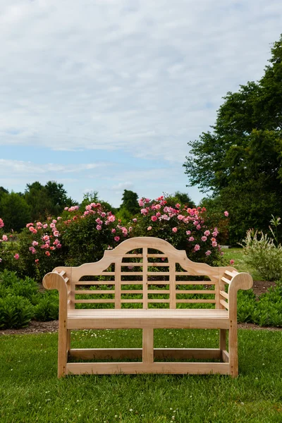 Banc ou chaise en teck dans le jardin — Photo