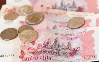 Five hundred riel note from Cambodia clipart