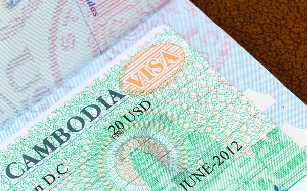 Visa for Cambodia in US passport — Stock Photo, Image