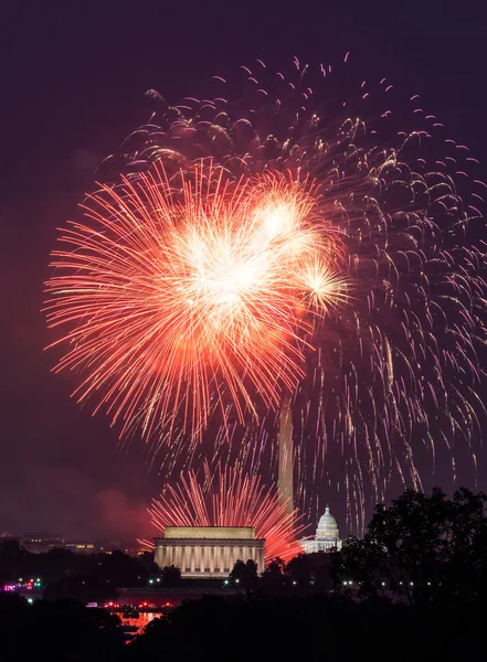 Святковий феєрверк над Вашингтону на 4 липня — стокове фото