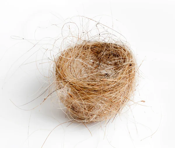 Isolated birds nest woven from grass and hair — Stock Photo, Image