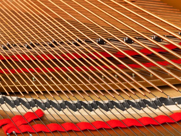 Interior de piano de cola con cuerdas — Foto de Stock