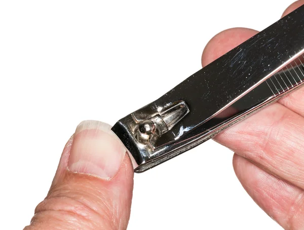 Macro geïsoleerde snijden duim nail — Stockfoto
