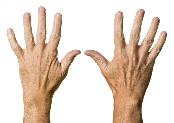 Ζευγάρι ανώτερος καυκάσιος χέρια — Φωτογραφία Αρχείου