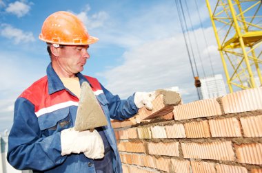 Construction mason worker bricklayer clipart