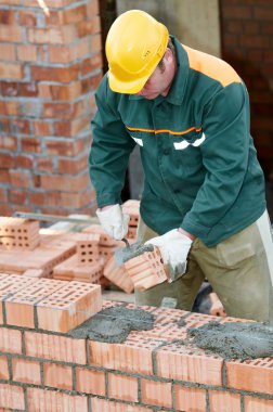 Construction mason worker bricklayer clipart