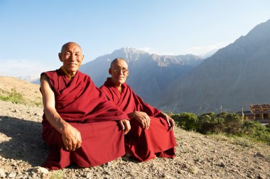 Two Indian tibetan monk lama clipart