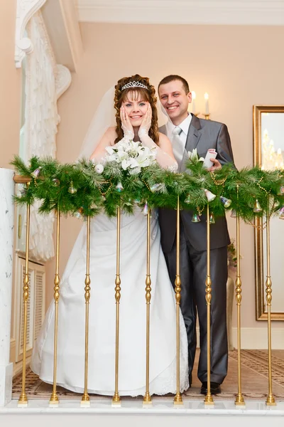 Loving newlywed couple in registry office — Stock Photo, Image