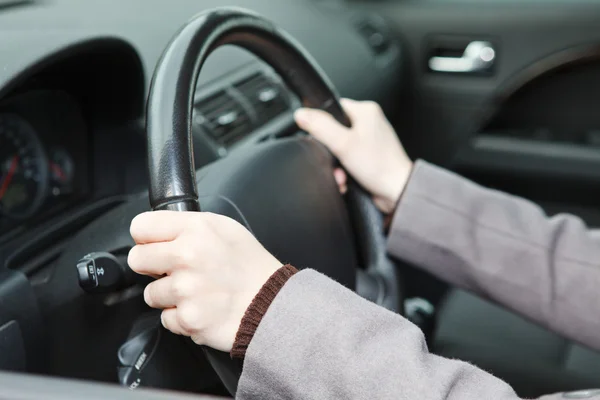 Right hands position on steering wheel — Stock Photo, Image
