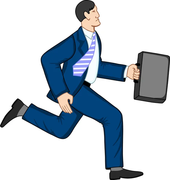 Uomo d'affari in corsa con valigetta — Vettoriale Stock