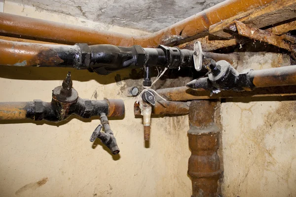 stock image Old pipes in a basement