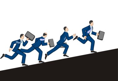 Businessmen running up. Vector illustration clipart