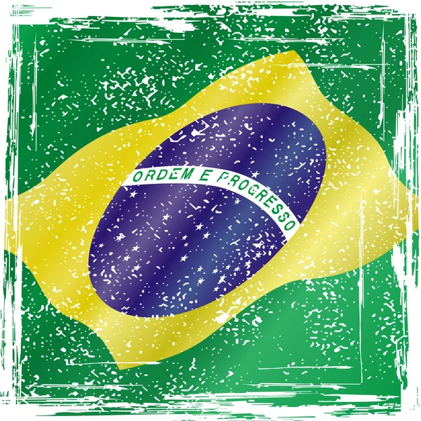 Bendera grunge Brasil - Stok Vektor