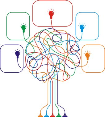 Concept of colorful tree with bulbs clipart