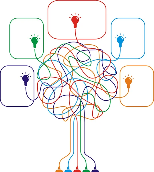 Concepto de árbol colorido con bulbos — Vector de stock